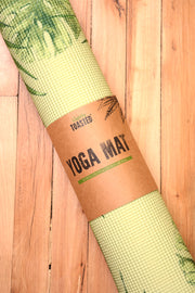 Lightly Toasted Buddha Yoga Mat with leaf print 