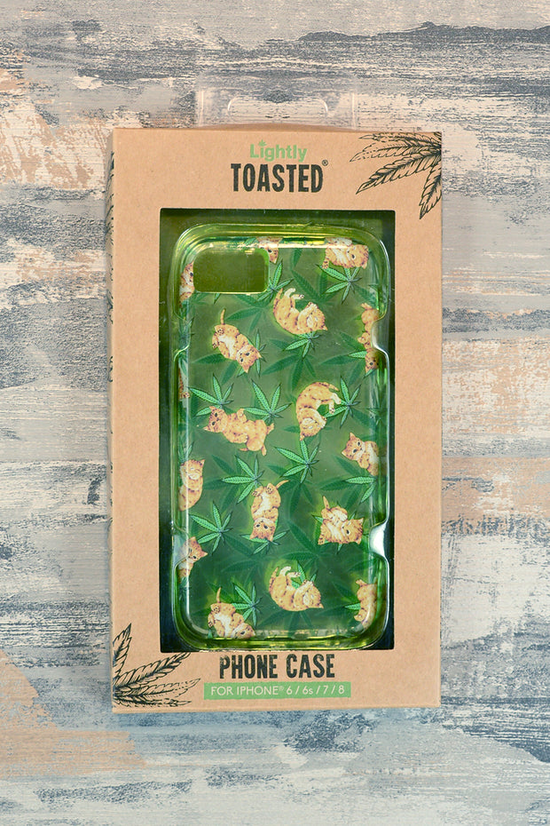 Lightly Toasted Cat and Leaf Print iPhone Case in packaging 
