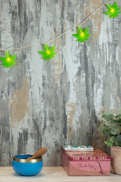 Lightly Toasted Leaf String Lights hanging from a wall 