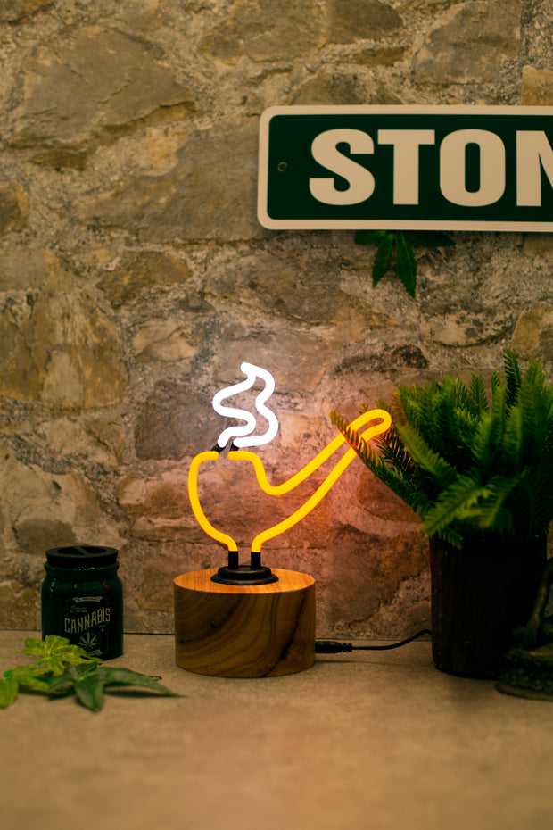 Lightly Toasted Pipe Neon Light on shelf 