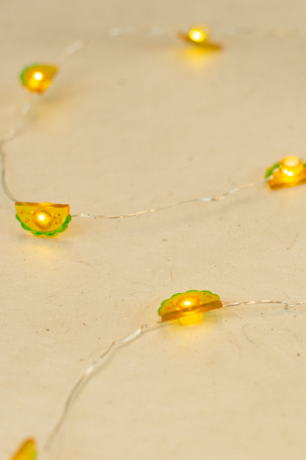 Lightly Toasted Taco Shaped Wire Lights lit 